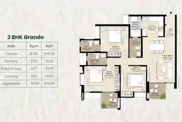 Rohan Ekam 3 BHK floor plan